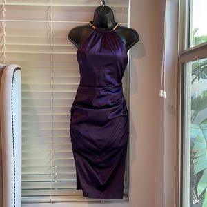 Cache halter satin cocktail dress